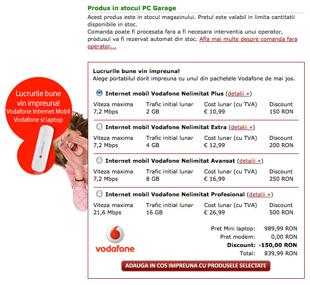 Pachete Internet mobil Vodafone